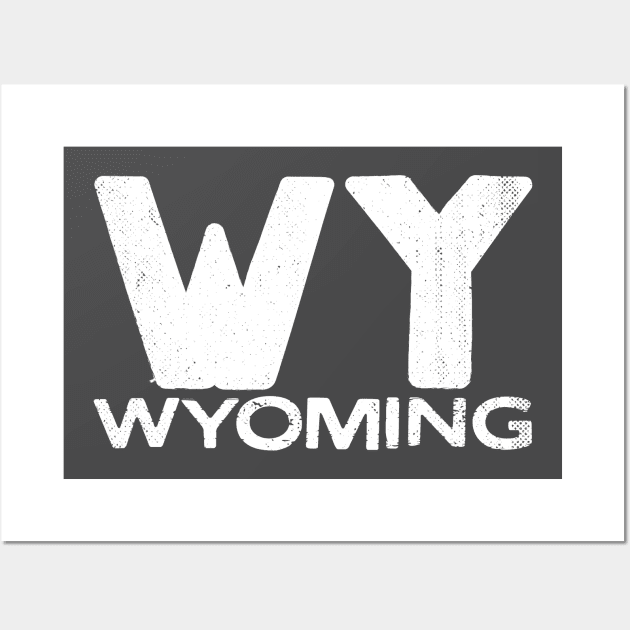 WY Wyoming Vintage State Typography Wall Art by Commykaze